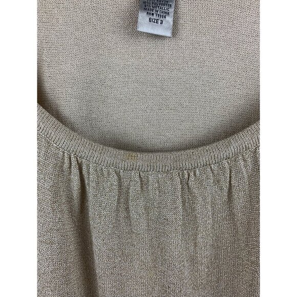 Chicos Metallic Beige Sleeveless Top Size 3 Rayon & Polyester Blend - Picture 4 of 4